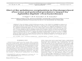 Diet of the Gelatinous Zooplankton in Hardangerfjord (Norway) and Potential Predatory Impact by Aglantha Digitale (Trachymedusae)