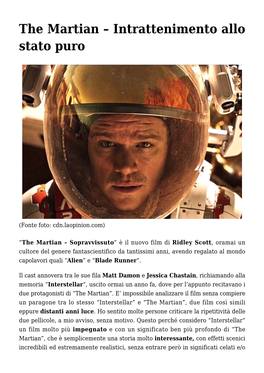 The Martian – Intrattenimento Allo Stato Puro