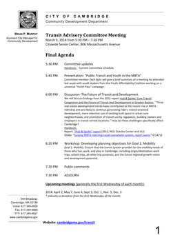 Transit Committee Agenda March 2014