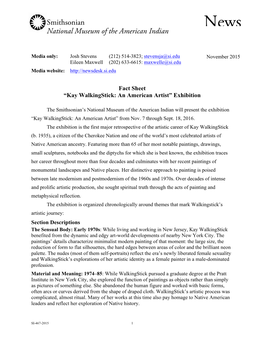 Fact Sheet “Kay Walkingstick: an American Artist” Exhibition