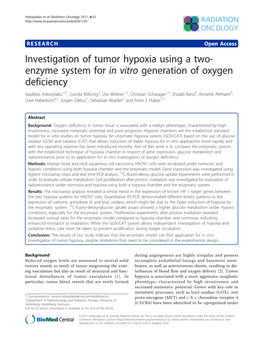 Investigation of Tumor Hypoxia Using A