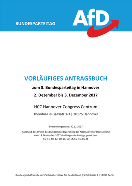 VORLÄUFIGES ANTRAGSBUCH Zum 8