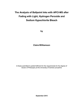 The Analysis of Ballpoint Inks with APCI-MS After Fading with Light, Hydrogen Peroxide and Sodium Hypochlorite Bleach