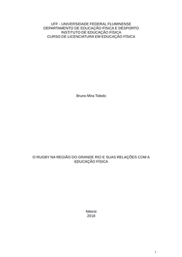 Uff - Universidade Federal Fluminense Departamento De Educação Física E Desporto Instituto De Educação Física Curso De Licenciatura Em Educação Física