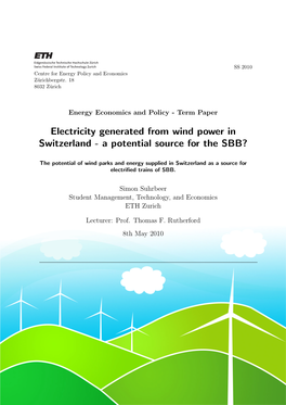 Electricity Generation from Wind Power in Switzerland