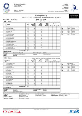 REVISED Starting Line-Up JPN Vs