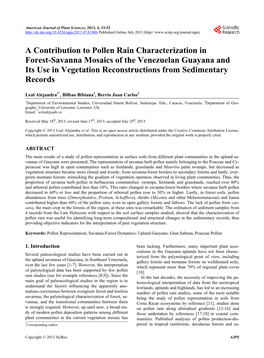 A Contribution to Pollen Rain Characterization in Forest-Savanna Mosaics of the Venezuelan Guayana and Its Use in Vegetation Reconstructions from Sedimentary Records