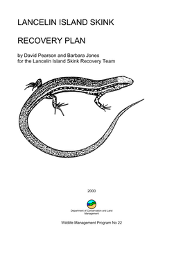 Lancelin Island Skink Recovery Plan