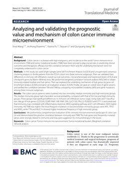 Analyzing and Validating the Prognostic Value and Mechanism Of