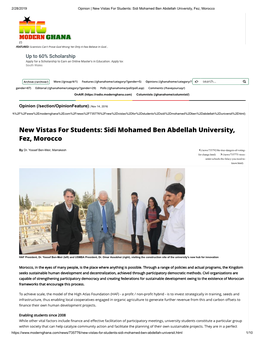 New Vistas for Students: Sidi Mohamed Ben Abdellah University, Fez, Morocco