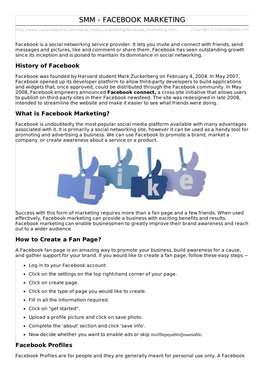 Social Media Marketing Facebook Marketing