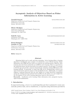 Asymptotic Analysis of Objectives Based on Fisher Information in Active Learning