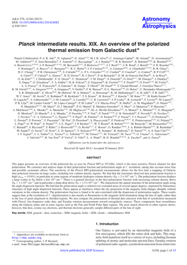 Planck Intermediate Results. XIX. an Overview of the Polarized Thermal Emission from Galactic Dust