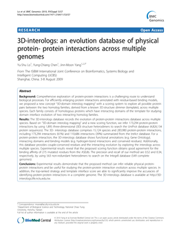 3D-Interologs: an Evolution Database of Physical Protein