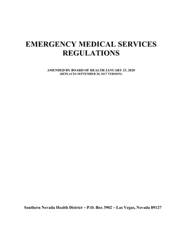 Emergency Medical Services Regulations