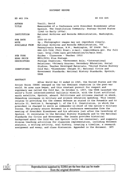 Memorandum of a Conference with President Eisenhower After Sputnik. the Constitution Community: Postwar United States (1945 to Early 1970S)