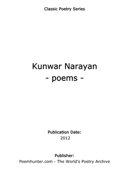 Kunwar Narayan - Poems