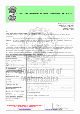 Environmental Clearance to SEIAA