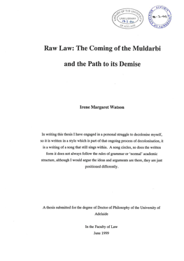 Raw Law: the Coming of the Muldarbi