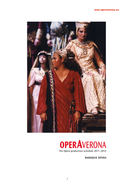 1 the Opera Production Schedule 2011 -2012