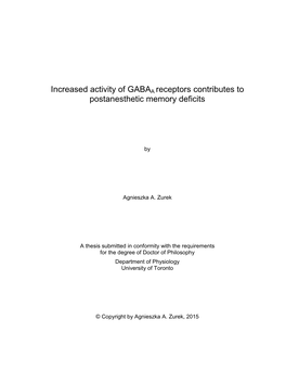 Increased Activity of GABAA Receptors Contributes to Postanesthetic Memory Deficits