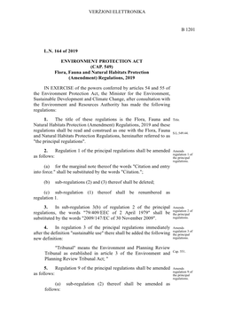 Flora, Fauna and Natural Habitats Protection (Amendment) Regulations, 2019