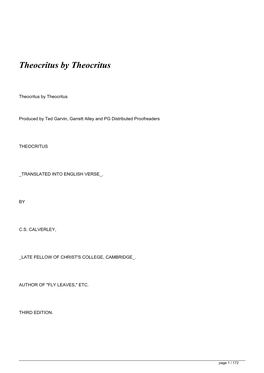 Download Theocritus