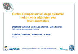 Global Comparison of Argo Dynamic Height with Altimeter Sea Level Anomalies