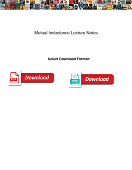 Mutual Inductance Lecture Notes