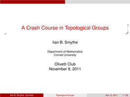 A Crash Course in Topological Groups