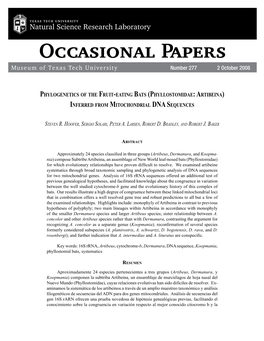 Occasional Papers Museum of Texas Tech University Number 277 2 October 2008