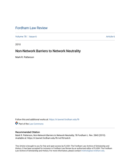 Non-Network Barriers to Network Neutrality