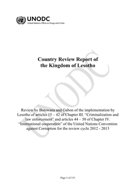 Country Review Report of the Kingdom of Lesotho