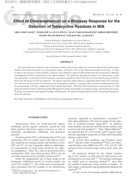 Effect of Chloramphenicol on a Bioassay Response for the Detection of Tetracycline Residues in Milk