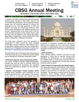 CBSG Annual Meeting 30 October–2 November 2014 ♦ New Delhi, India