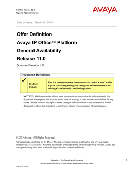 IP Office R11 Offer Definition