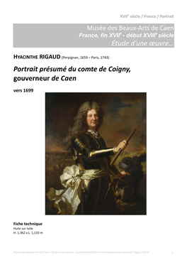 Hyacinthe RIGAUD, Portrait Présumé Du Comte De Coigny