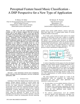 Perceptual Feature Based Music Classification - a DSP Perspective for a New Type of Application