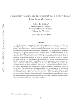 Nonlocality Claims Are Inconsistent with Hilbert Space Quantum