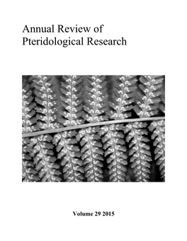 Annual Review of Pteridological Research