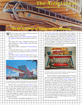 Antiplanner Policy Brief Number 50 April 28, 2020 the MCU School of Transportation Planning