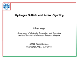 Hydrogen Sulfide and Redox Signaling