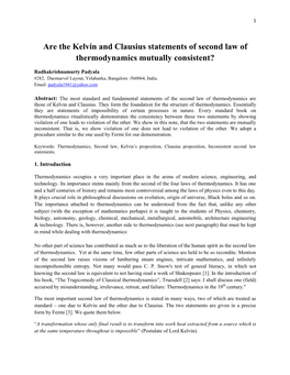 Are the Kelvin and Clausius Statements of Second Law of Thermodynamics Mutually Consistent?