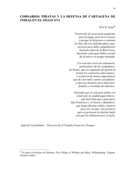 5. Corsarios, Piratas Y La Defensa De Cartagena De Indias En El Siglo XVI