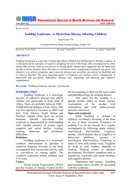 Nodding Syndrome-A Mysterious Disease Affecting Children