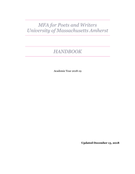 MFA for Poets and Writers University of Massachusetts Amherst