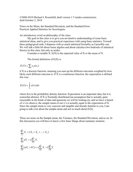 Mean, the Variance, and Simple Statistics