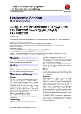 Leukaemia Section