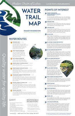 PHALEN CHAIN of LAKES WATER TRAIL MAP Routes for Canoes, Kayaks & Paddleboards
