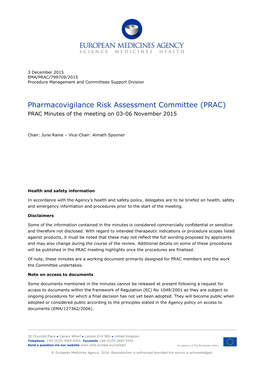 PRAC Minutes of the Meeting on 03-06 November 2015